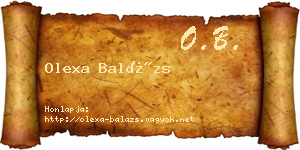 Olexa Balázs névjegykártya